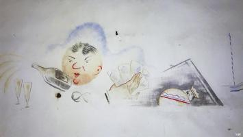 Ligne Maginot - FERMONT - A2 - (Ouvrage d'artillerie) - Foyer de la troupe
Peinture murale