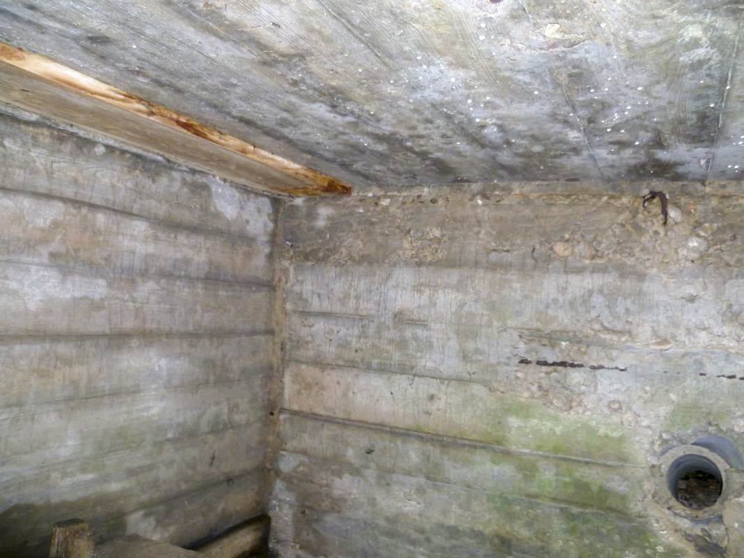 Ligne Maginot - NONNENWALD 11BIS - (Blockhaus de type indéterminé) - Vue de l'intérieur avec un trou dans la partie basse du mur faisant face a l'entrée - AsH