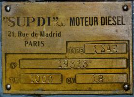 Ligne Maginot - OBERROEDERN SUD - RIEFFEL - (Casemate d'infanterie - Double) - Plaque de constructeur du moteur SUPDI 1 SAE de 18 CV.