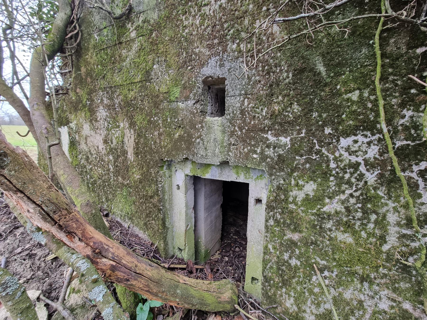 Ligne Maginot - REDELBORN - (Blockhaus pour arme infanterie) - L'entrée du blockhaus, qui ne semble jamais avoir été équipée de sa porte. Des réservations laissent penser à une possibilité d'empiler des rails pour clôturer l'entrée.  - DK_Antoine4