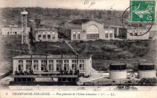 Ligne Maginot - SCHNEIDER-WESTINGHOUSE (SW) - Le Matériel électrique SW - Schneider-Westinghouse 
Les usines de Champagne sur Seine ou ont été produits les matériels SW équipant la ligne Maginot. 

Carte postale éditée alors que les usines appartenaient encore à Schneider et Cie (env 1900)