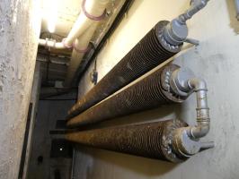 Ligne Maginot - Principe du chauffage dans les ouvrages CORF - Ouvrage du Janus 
Radiateur à circulation d'eau chaude