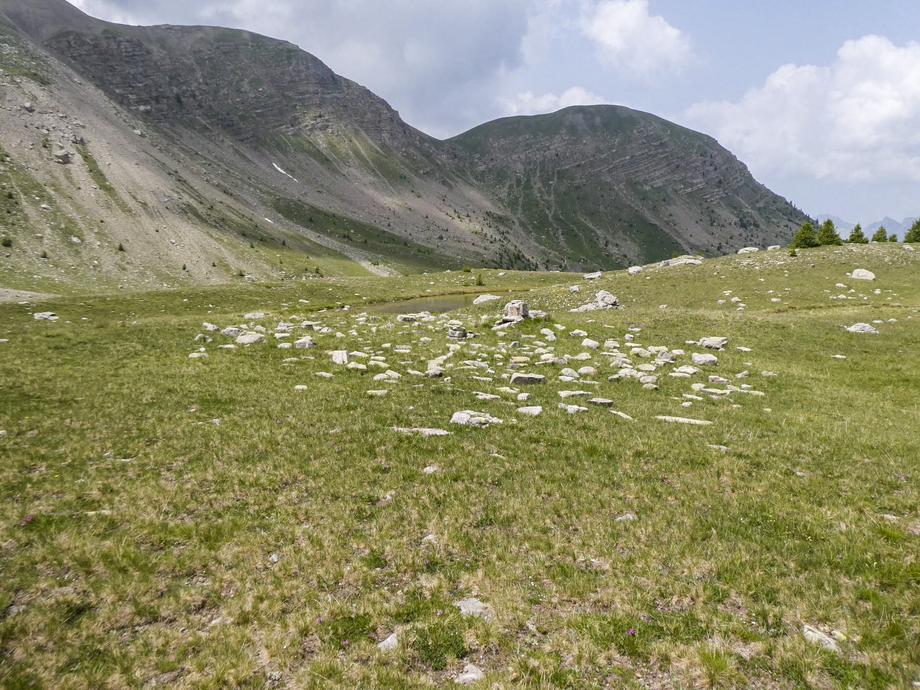 Ligne Maginot - VALLON DE SANGUINIERE - (Cuve pour arme d'infanterie) - Cercle rempli de pierres avec au milieu une petite construction ressemblant à un four. - ELLENA Daniel - CUNY Philippe