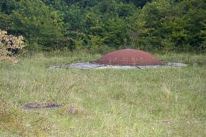 Ligne Maginot - BILLIG - A18 - (Ouvrage d'artillerie) - Bloc 4
Tourelle de 75 éclipsée. Noter la cloche LG au premier plan