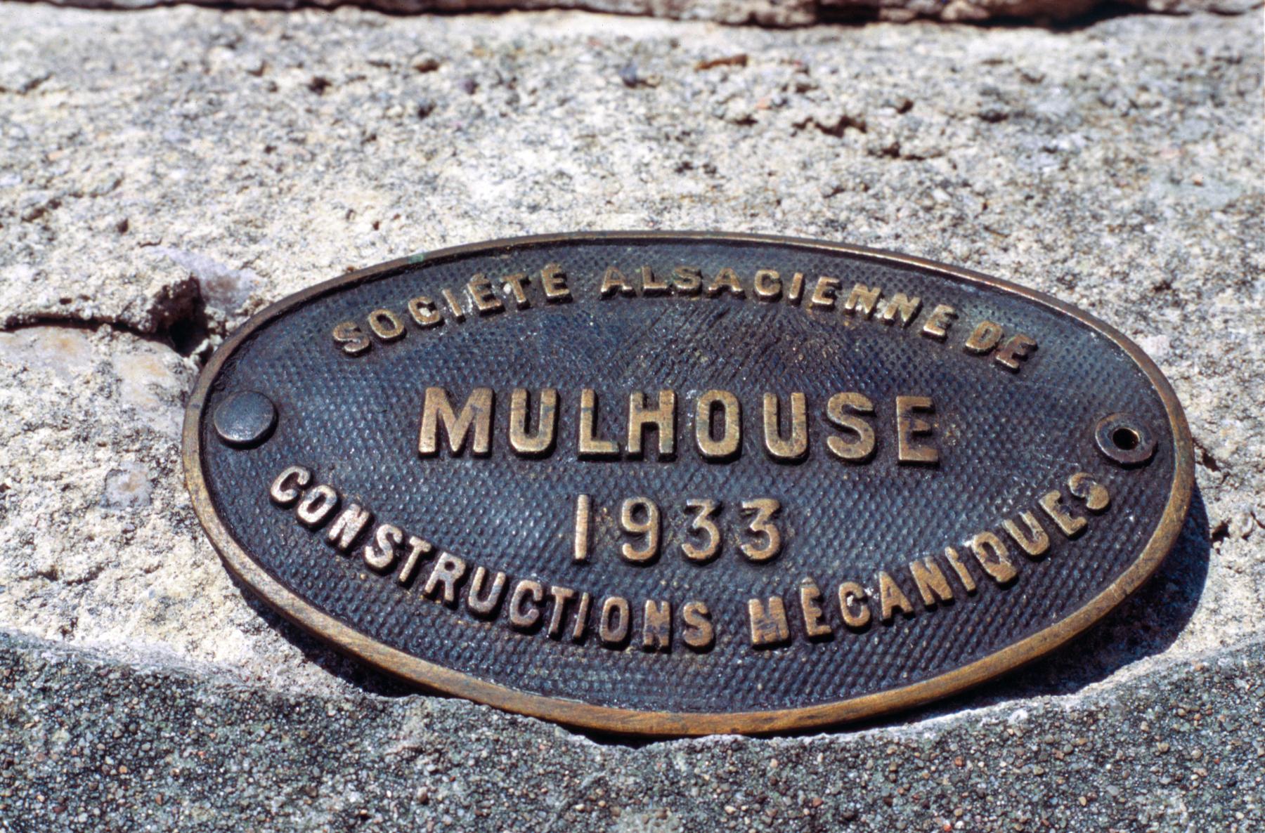 Ligne Maginot - RESERVOIR DE HOSTE-BAS - (Inondation défensive) - Plaque constructeur
SACM 1933 - MANSUY Michel