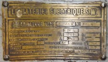 Ligne Maginot - SENTZICH - A16 - (Ouvrage d'infanterie) - Plaque de l'alternateur - S.W. Schneider-Westinghouse.