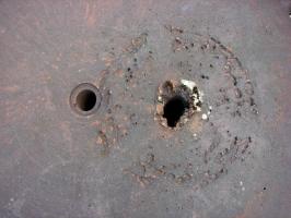 Ligne Maginot - METRICH - A17 - (Ouvrage d'artillerie) - Bloc 5
Seconde cloche GFM.
Essai d'explosif à charge creuse.