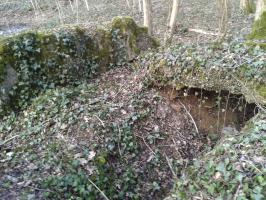 Ligne Maginot - BOIS DU FAYEL (I/143° RALH) - (PC de Sous-Secteur) - Ce PC n'existe pratiquement plus.
Il ne reste qu'un vestige effondré et envahi par la nature. On voit encore un peu la tôle arrondie qui constituait le ou les bâtiments