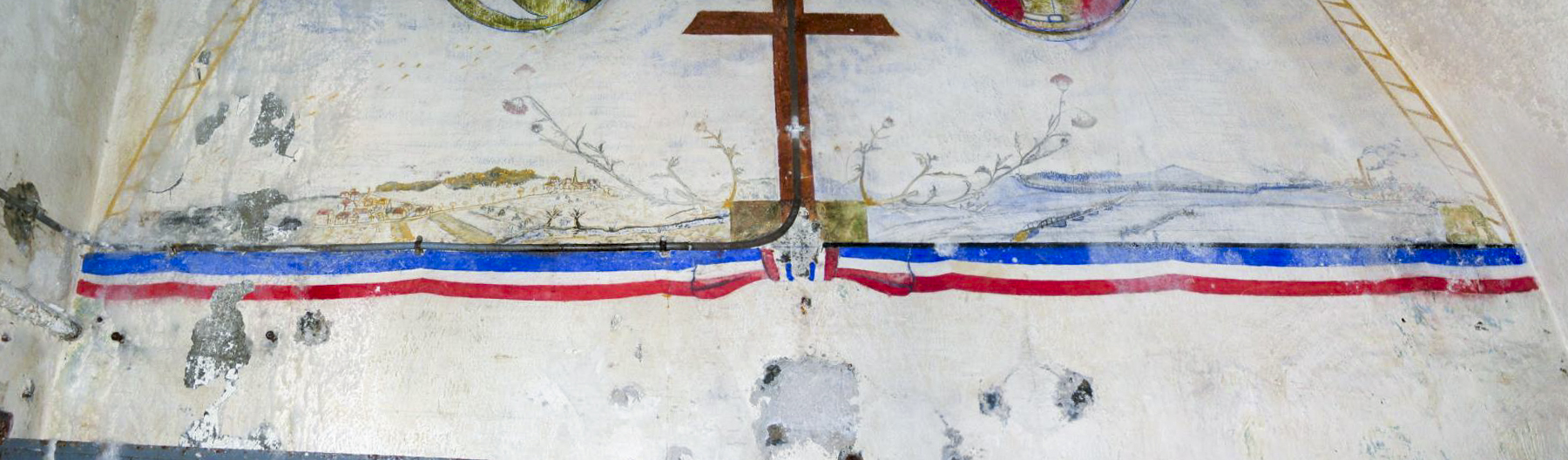 Ligne Maginot - SOETRICH - A11 - (Ouvrage d'artillerie) - Central téléphonique
'Attaque de chars sur la Ligne Maginot et la vallée de la Fensch', fresque peinte par le caporal-chef Yves Cornet du 2° RG - Michel Teiten