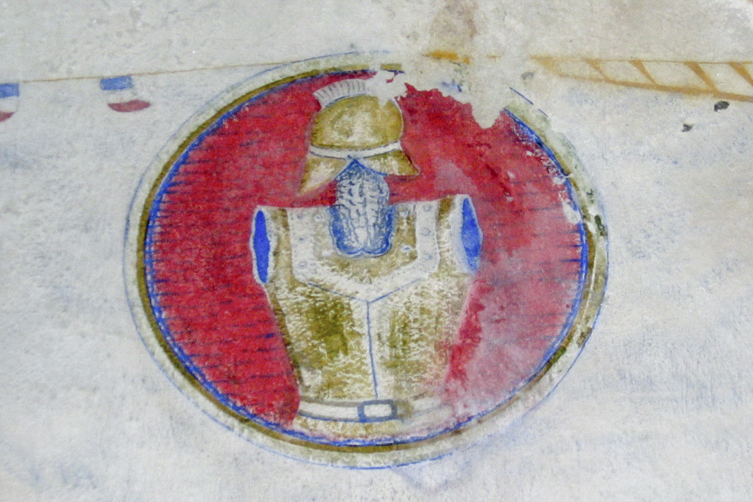 Ligne Maginot - SOETRICH - A11 - (Ouvrage d'artillerie) - Central téléphonique
Détail de la fresque peinte par le sapeur Yves Cornet  représentant la cuirasse et le pot-en-tête du 2° RG - Michel Teiten