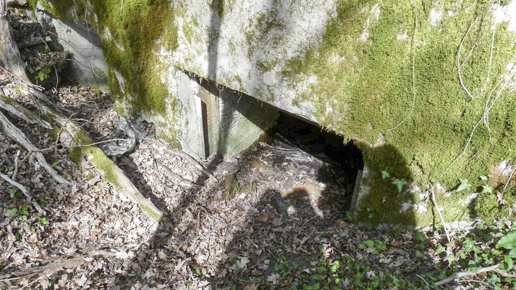 Ligne Maginot - LES TRICHES 1 - (Blockhaus pour canon) - L'accès pour la pièce antichar avec les glissières  permettant son obturation avec des rails en acier