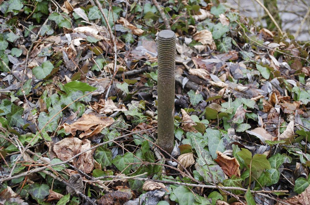 Ligne Maginot - Dt 34 - RAUER NORD - Sur ce socle de béton 4 tiges filetées émergent, toutes rouillées.