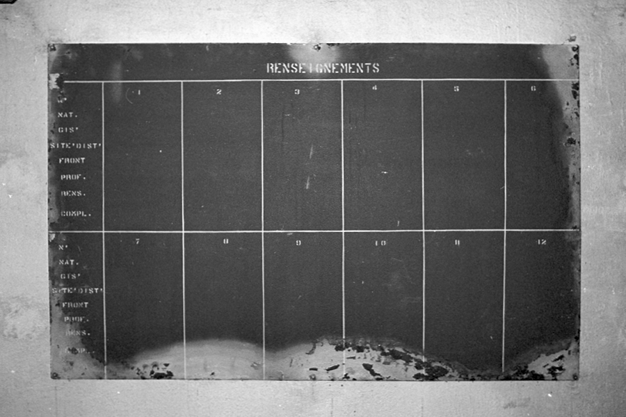 Ligne Maginot - CAP MARTIN - (Ouvrage d'artillerie) - PC artillerie
Tableau de renseignements provenant d'observatoires rattachés