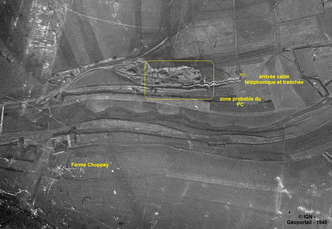 Ligne Maginot - CARRIERE DE LA FERME CHOPPEY (III/132° RIF) - (PC de Quartier) - Photo prise en mars 1940 - IGN - Géoportail 1940
