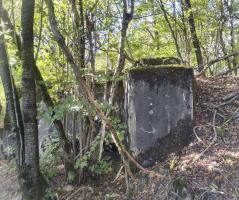 Ligne Maginot - AB313 - ROSSELN 2 - (Blockhaus pour canon) - Partie avant de la casemate et créneau sur la gauche.