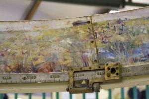 Ligne Maginot - BREHAIN - A6 - (Ouvrage d'artillerie) - Bloc 5
Détail du panorama de tir de la tourelle de 135 exposée dans le musée de l'ouvrage de Fermont. On aperçoit bien la tourelle de 75 du bloc 4 en position de tir