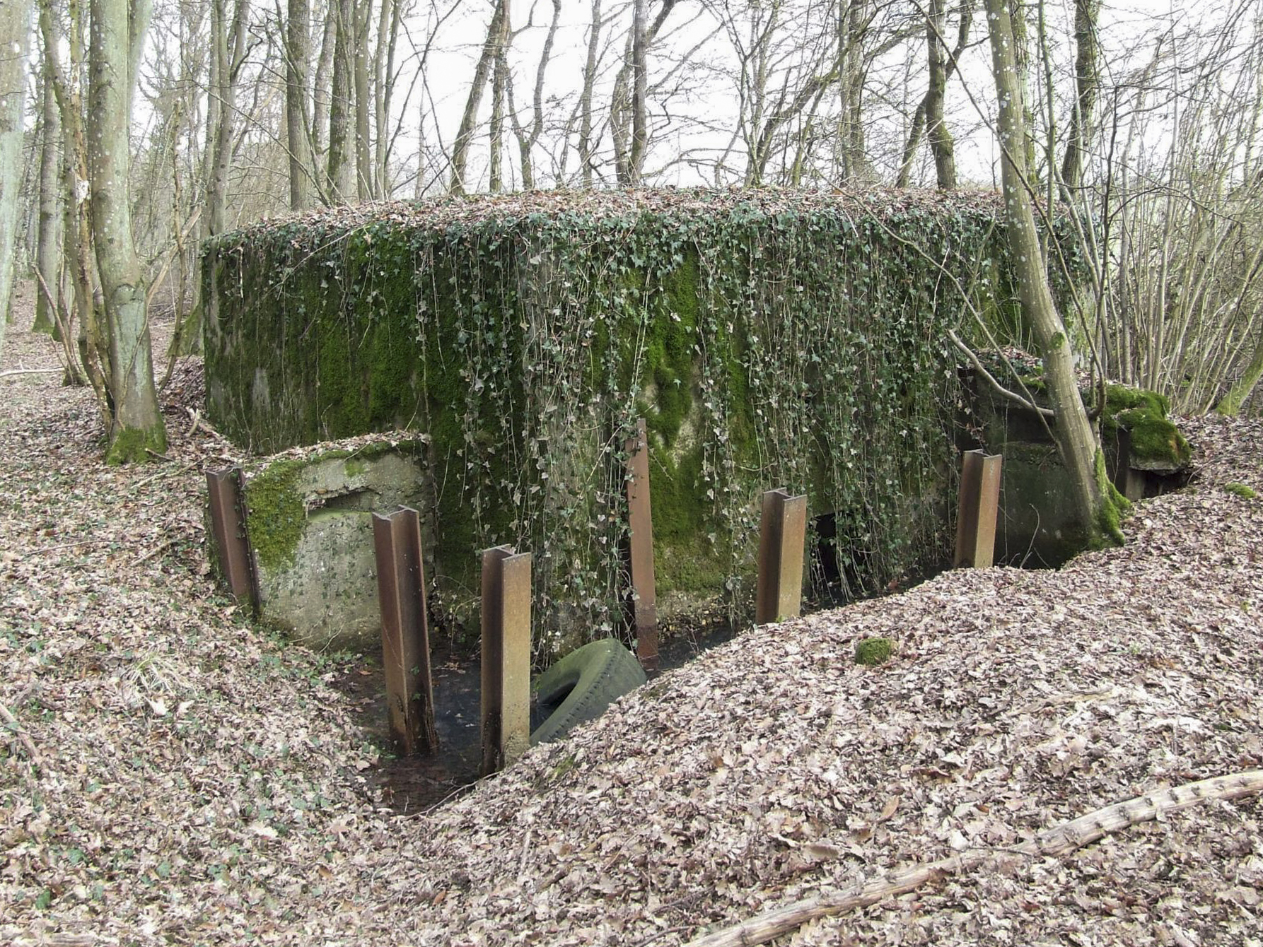 Ligne Maginot - CB296 - KUHDRECK 2 - (Blockhaus pour arme infanterie) - L'arrière du blockhaus.
Comme le blockhaus voisin il semble y avoir une structure de protection de l'entrée inachevée. - STENGER Mathieu