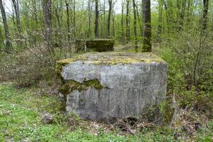 Ligne Maginot - KANFENER BUSCH 1 - (Blockhaus pour arme infanterie) - Vue du côté de l'entrée du petit bloc. 
A l'arrière-plan on voit le bloc KANFENER BUSCH 2