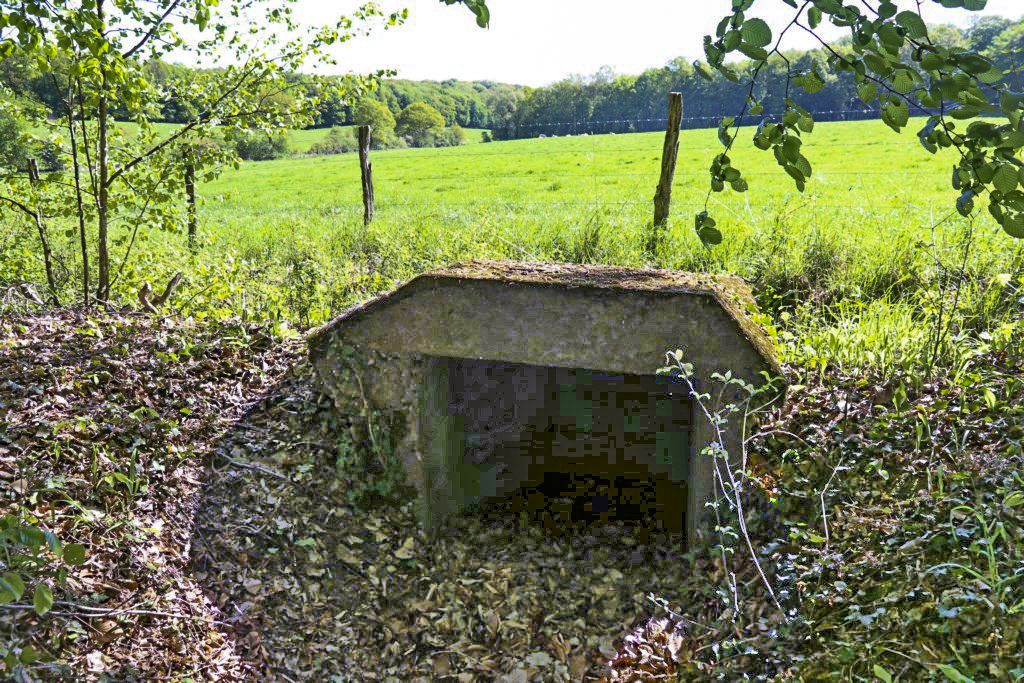 Ligne Maginot - HUBERBUSCH 4 - (Blockhaus pour arme infanterie) - Petit bouclier, avec plaque métallique. Armement probable paire d'yeux et très petite arme d'infanterie