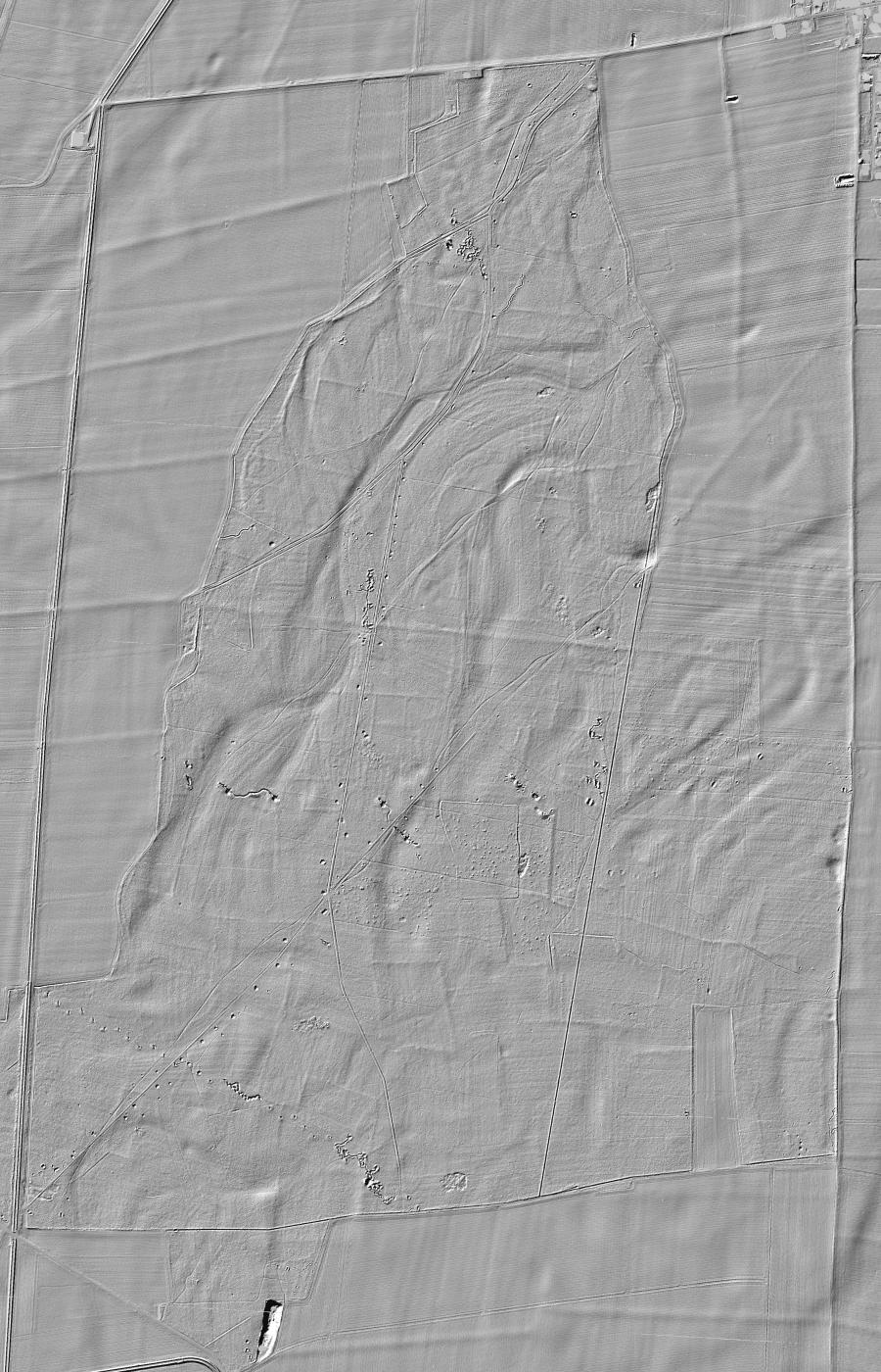 Ligne Maginot - VF60 - HARDTWALD - (RESEAU - Voie 60 - Antenne ou rocade ferroviaire) - Forêt du Hardtwald vue au lidar.  
Avec les emplacements artillerie et ex-ww1 - D.Froehly