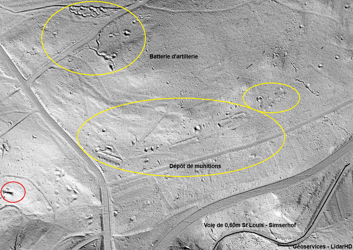Ligne Maginot - SPITZBERG SUD - (Dépôt de Munitions) - Vue Lidar du dépôt et de son environnement. - Jean-Michel Jolas
