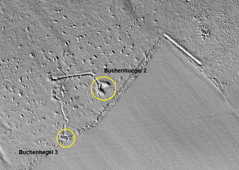 Ligne Maginot - BUCHENHUEGEL 2 et 3 - (Cuve pour arme d'infanterie) - Les deux emplacements de tir sud en vue lidar - Jean-Michel Jolas