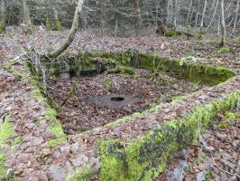 Ligne Maginot - HOLZSCHLAG 2 - (Cuve pour canon) - La cuve pour un canon de 47. On distingue la plaque de fixation et une niche à munitions.