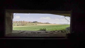 Ligne Maginot - BETTELSTOCK - (Blockhaus pour canon) - Vue depuis le créneau pour canon ou mitrailleuse sur Hunspach