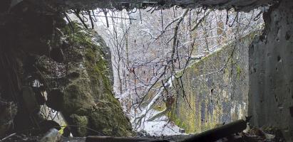 Ligne Maginot - HOCHWALD C5 - (Casemate d'infanterie) - Vue depuis la chambre de tir sur le fossé