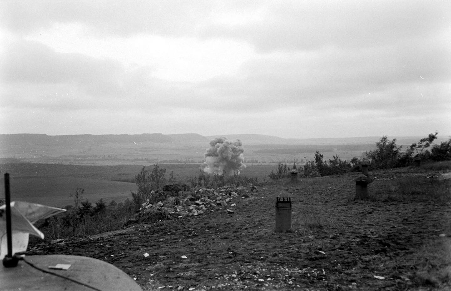 Ligne Maginot - GUENTRANGE (FESTE DE) - (Ouvrage d'artillerie) - Les troupes américaines utilisent l'ouvrage 
L'une des batteries de l'ouvrage - Ralph Morse 