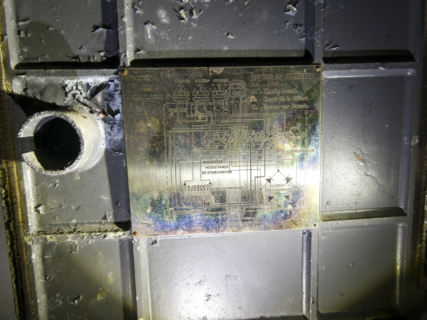 Ligne Maginot - MONT AGEL EST - BLOC 8 - (Observatoire d'artillerie) - Le boitier de commande d'alimentation du périscope - ELLENA Daniel - CUNY Philippe