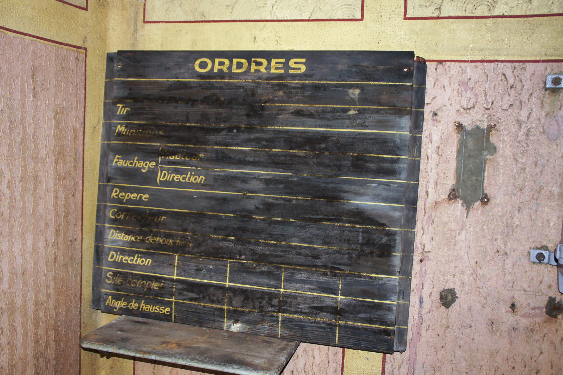 Ligne Maginot - MICHELSBERG - A22 - (Ouvrage d'artillerie) - Bloc 5
Panneau des ordres de tir. - STENGER Mathieu