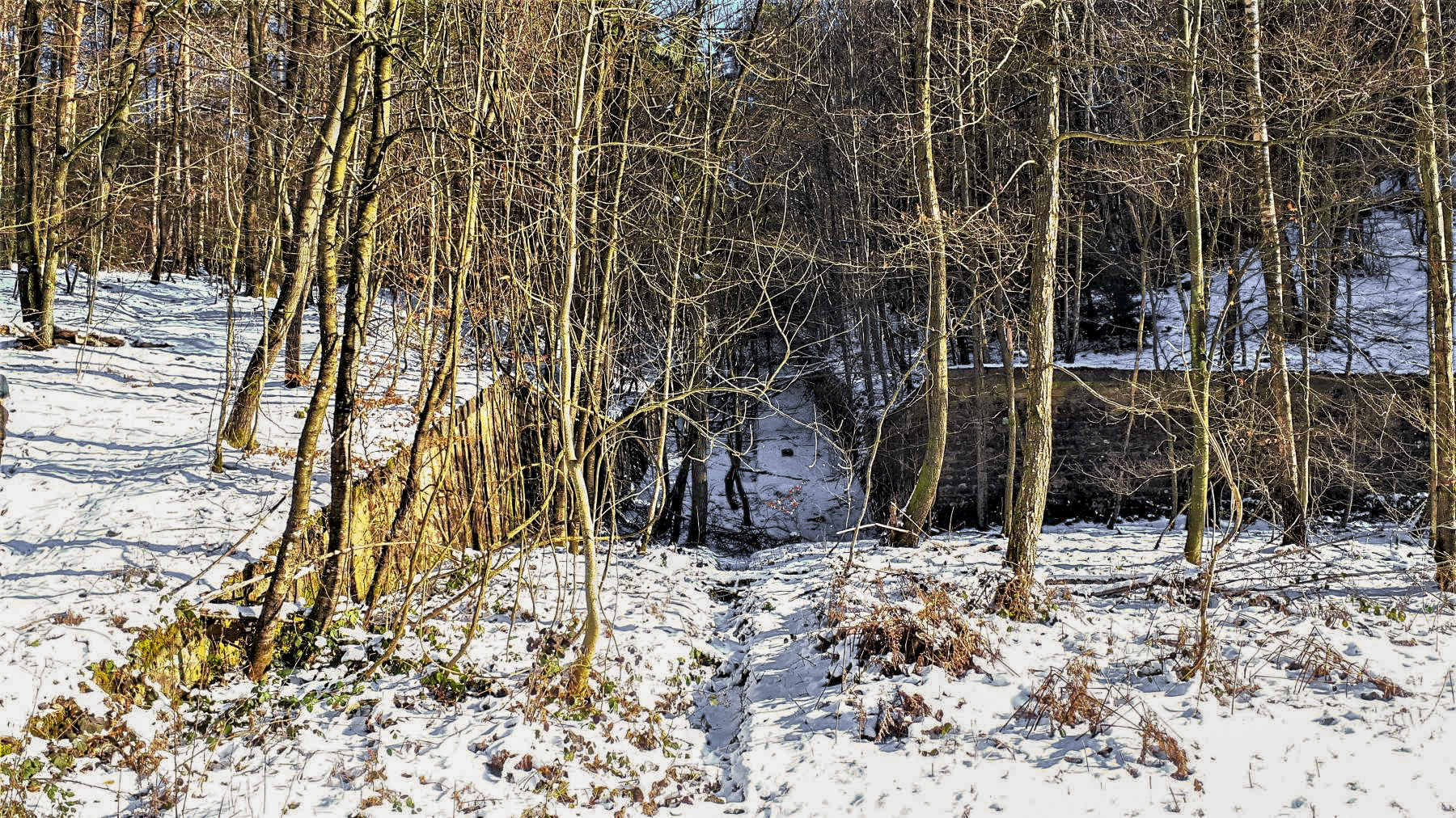 Ligne Maginot - HOCHWALD (fossé antichar du) (Obstacle antichar) - L'extrémité du fossé antichar au niveau de la casemate C1