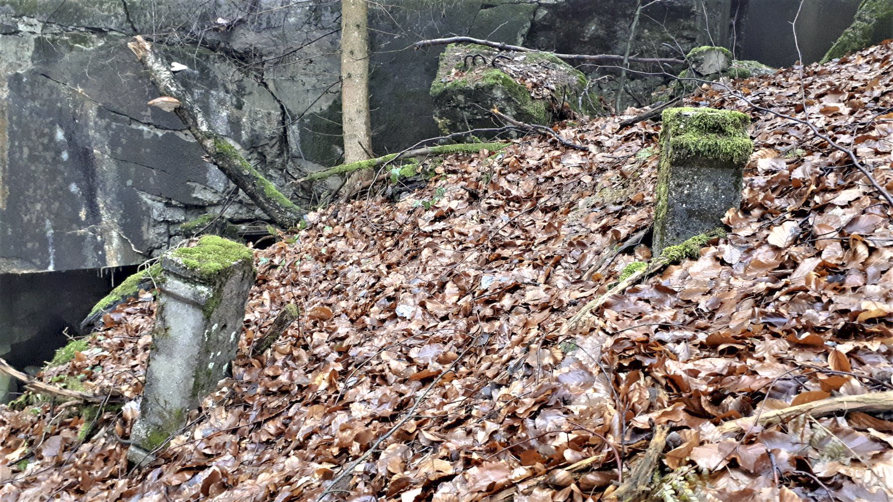 Ligne Maginot - HOCHWALD C2 - (Casemate d'infanterie) - Supports de poteaux pour l'alimentation électrique extérieure de la casemate