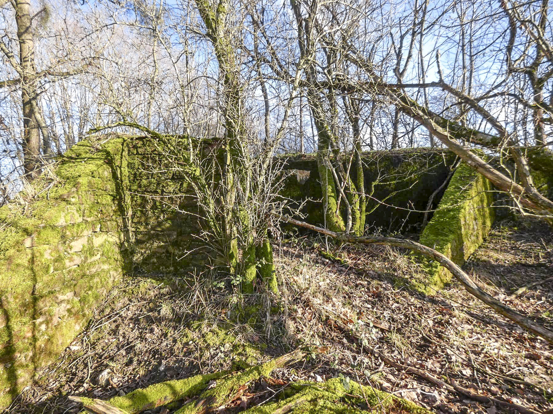 Ligne Maginot - LEGERET NORD 2 - GM1 - (Blockhaus pour arme infanterie) - La façade de tir est entourée d'un mur en pierres. Protection ou camouflage ? - STENGER Mathieu