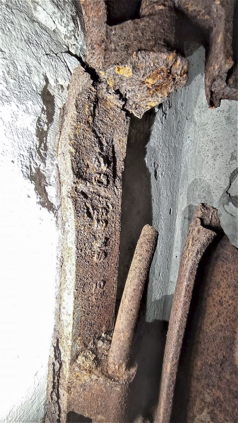 Ligne Maginot - SAEGEMUHLE - (Blockhaus pour arme infanterie) - Détail du marquage sur le support de jumelage de Mitrailleuse 