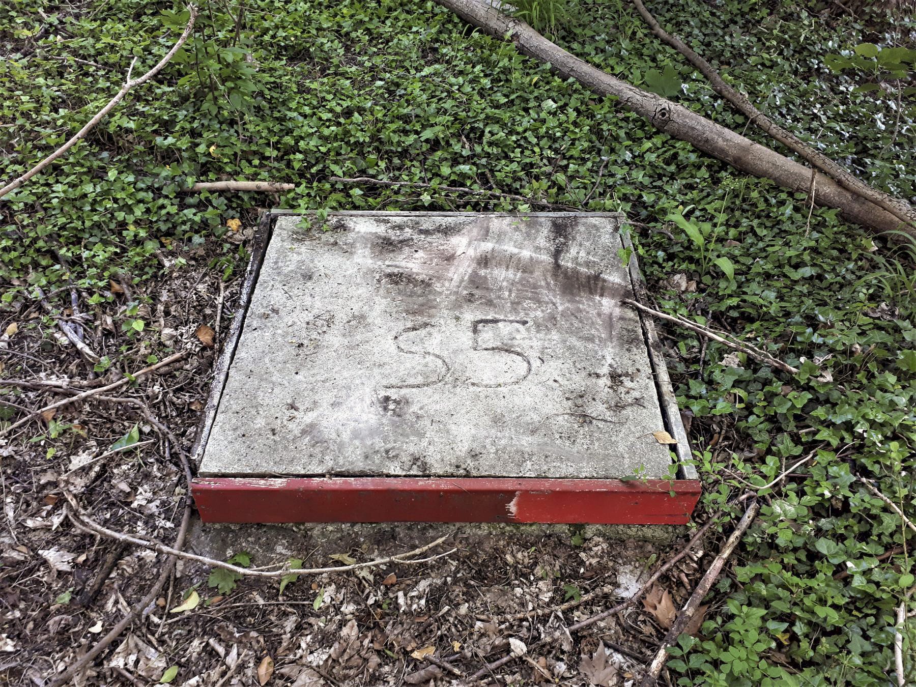 Ligne Maginot - S5 - (Chambre de coupure) - La trappe d'accès a été bétonnée  - Les Gardiens du Rhin