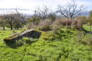 Ligne Maginot - BETTLACH OUEST 1 - (Cuve pour arme d'infanterie) - Au premier plan une des deux entrées, au fond à droite, la seconde.
Derrière la première entrée les restes de la porte sont visibles.
