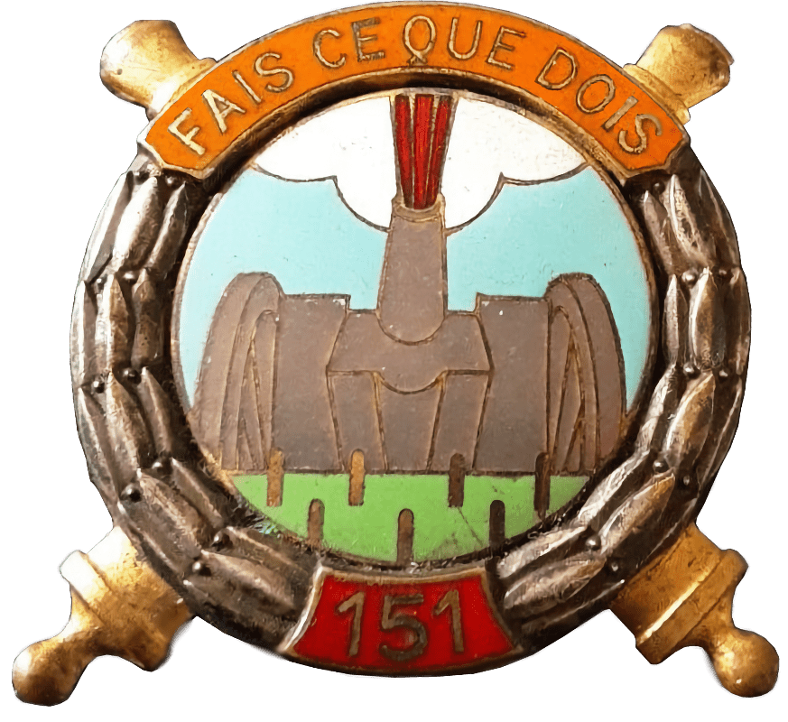 Ligne Maginot - Insigne 151° RAP - L'insigne du 151° Régiment d'Artillerie de Position