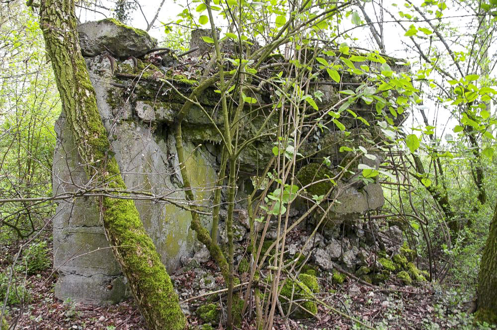 Ligne Maginot - G44 - (Blockhaus pour arme infanterie) - Sur la photo les restes du mur nord avec son créneau.