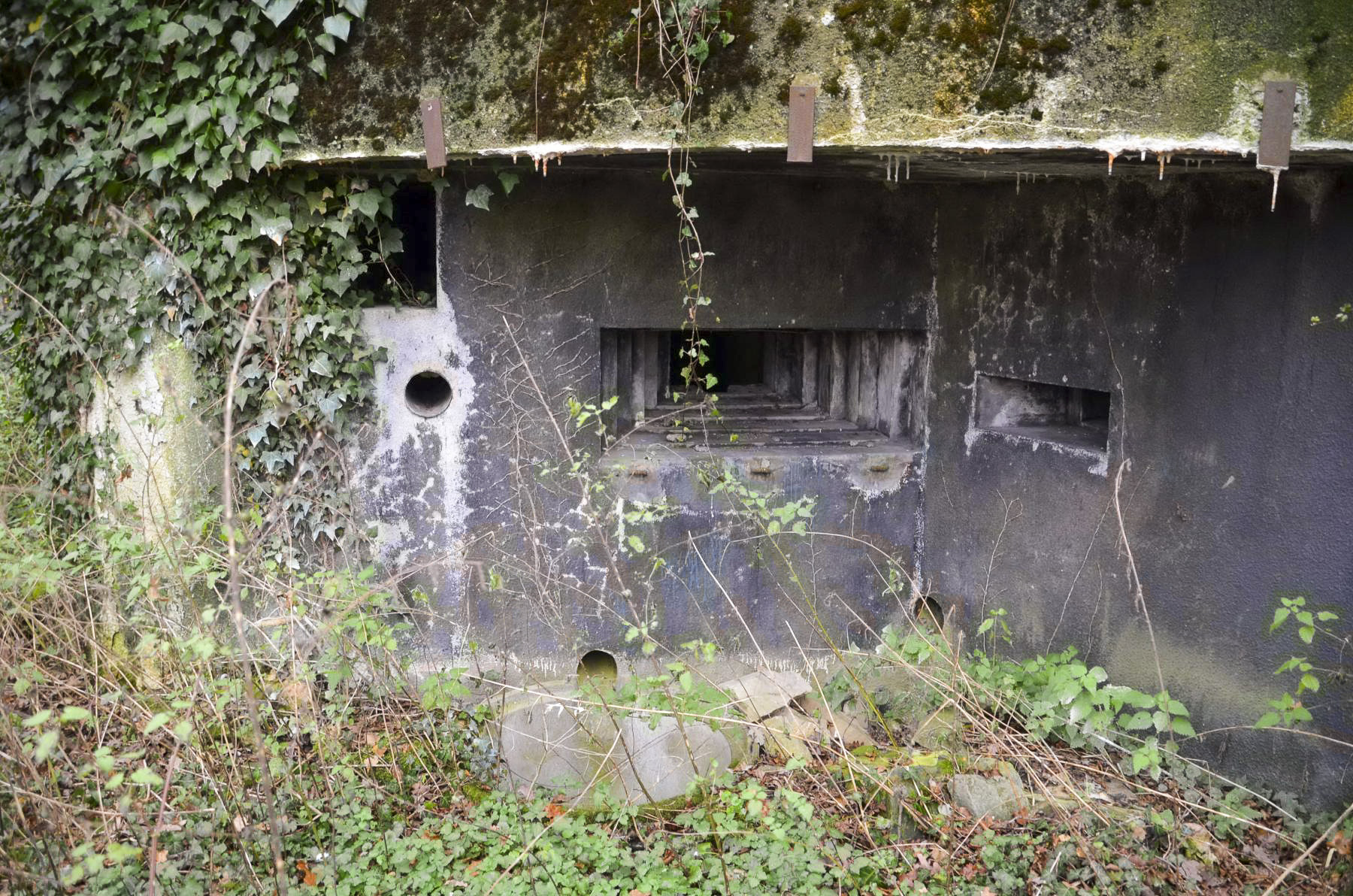 Ligne Maginot - 76 - HARDT SUD - (Casemate d'infanterie - Double) - Créneau mitrailleuse et FM de la façade sud-ouest.