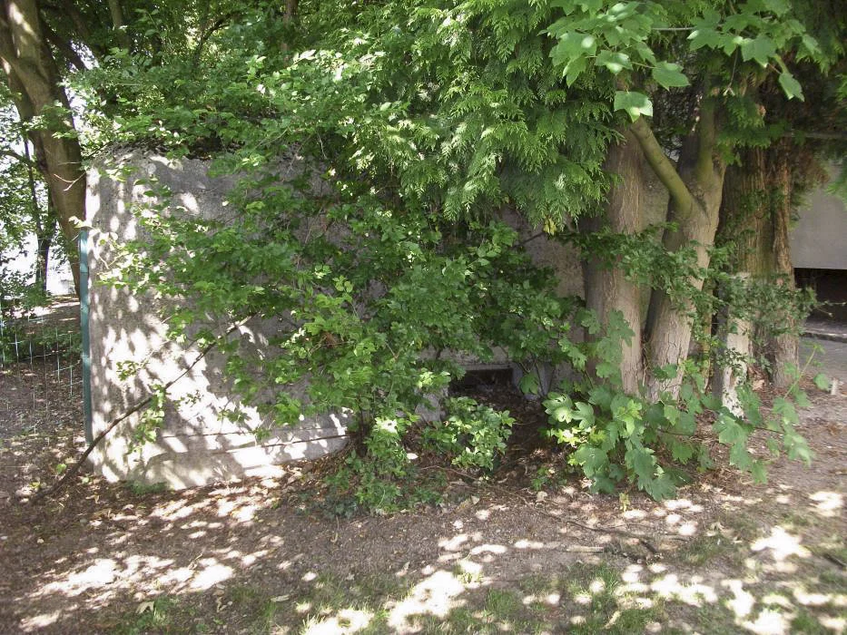Ligne Maginot - HOPITAL - (Blockhaus pour arme infanterie) - Ouverture ou créneau bien visible. Elle est fermée par une plaque de blindage avec volet à glissière. 