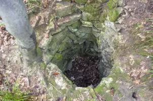Ligne Maginot - STRENGWALD (BATTERIE DU) - (Position d'artillerie préparée) - Protection pour un arbre existant lors de la création du talus du PC. Cette protection est située sur le talus droit du PC
