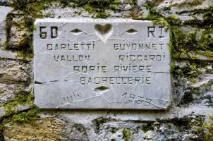 Ligne Maginot - GLASERBERG (ROUTE STRATéGIQUE) - (Infrastructure routiére) - (D) cartouche 60 RI : Carletti - Guyonnet - Vallon - Riccardi - Borie - Riviere -Bachellerie - Juin 1939