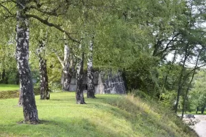 Ligne Maginot - G66 - BARRAGE DE KEMBS 1 - (Blockhaus pour arme infanterie) - Vue sur le créneau de tir et le mur donnant sur le canal d'Alsace
