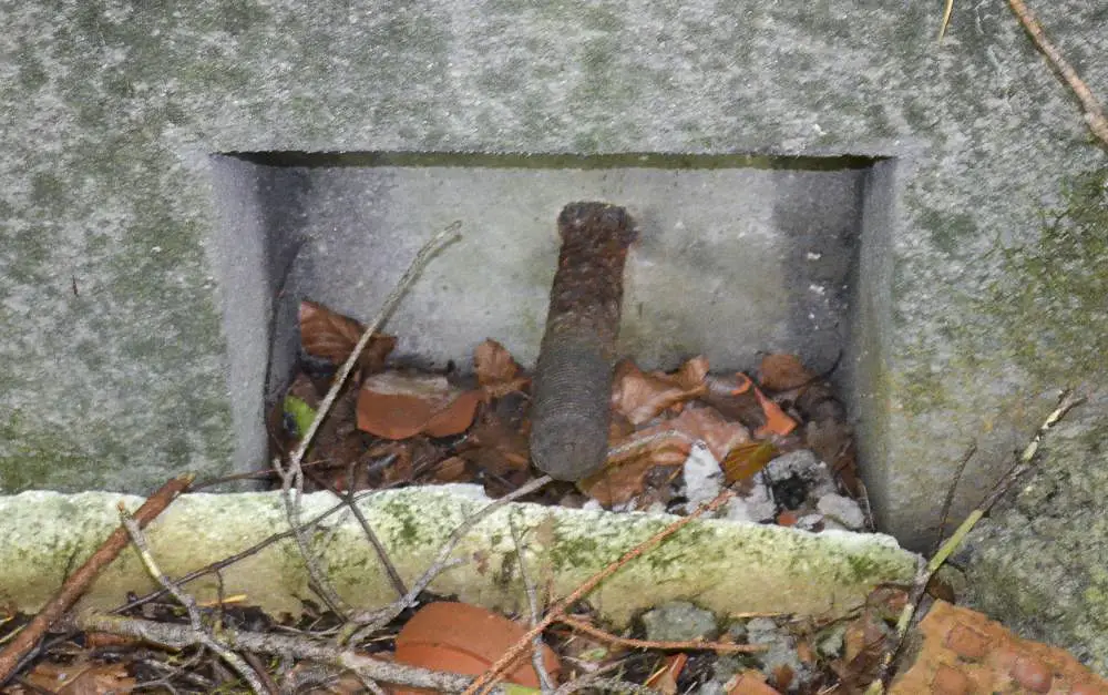 Ligne Maginot - STRENGWALD (BATTERIE DU) - (Position d'artillerie préparée) - Encuvement 1
Ancrage de l'affût du canon de 240 mm, scellé dans le mur de l'encuvement.