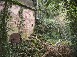 Ligne Maginot - A33 - (Abri) - L'entrée renforcée par un masque bétonné
Une partie du rocaillage de protection est encore visible