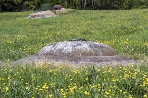 Ligne Maginot - IMMERHOF - A10 - (Ouvrage d'infanterie) - Bloc entrée
Cloche LG.
Le bloc 3 et sa cloche GFM sont visibles à l'arrière-plan