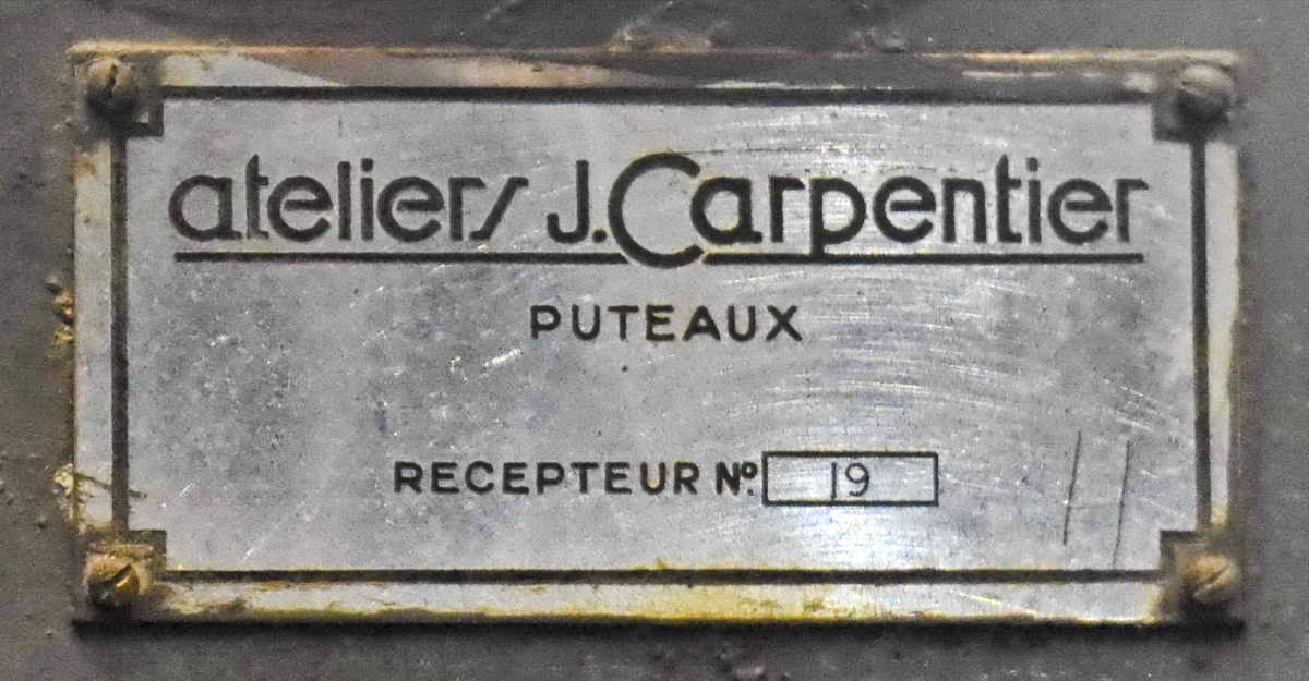 Ligne Maginot - Récepteur d'ordres Carpentier - Plaque de constructeur
Ouvrage du Simserhof