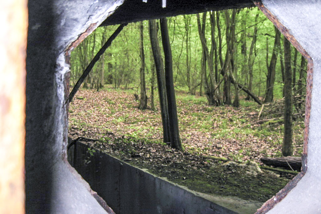 Ligne Maginot - BASSE PARTHE OUEST - C45 - (Casemate d'infanterie - Simple) - Vue à travers le créneau FM couvrant le fossé diamant - Michel Teiten